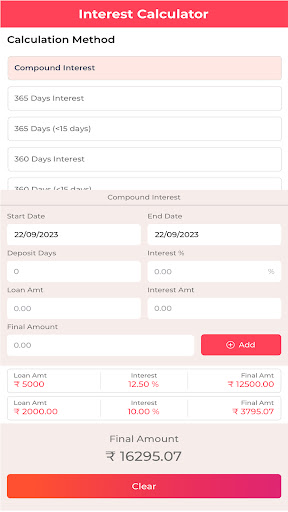 Android application Interest Calculator- Jewellers screenshort