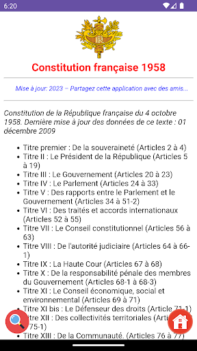 Android application Constitution Française 1958 screenshort