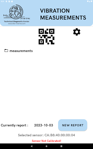 Android application CMS Vibration Measurements screenshort