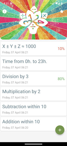 Android application Math tests screenshort