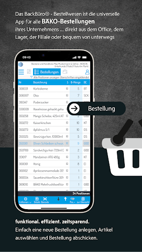 Android application BackBüro® mobil Bestellwesen screenshort