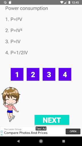 Physics Formulas Quiz Screen 2