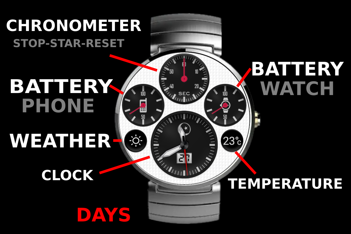 Android application WATCH FACE SPEED MASTER WHITE screenshort