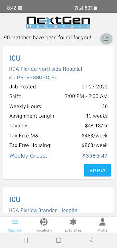 NextGenMedStaff: Travel Nurse Screen 2