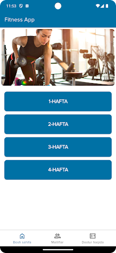 Android application 4-haftalik Fitnes mashqlar screenshort