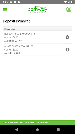 Pathway Credit Union Mobile Screen 2