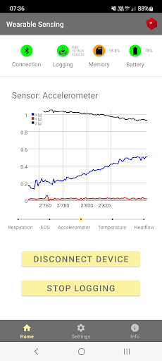 Android application Wearable Sensing System screenshort