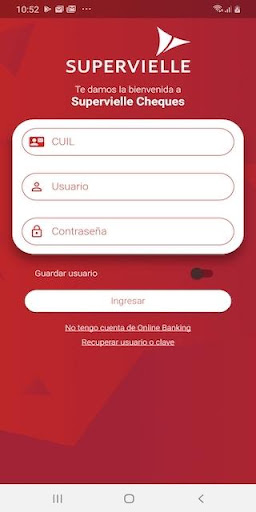 Android application Supervielle Cheques screenshort