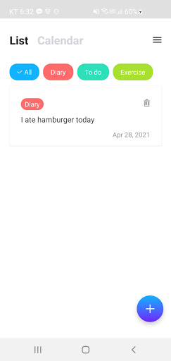 Android application VoiceDiary, Self-reflection screenshort