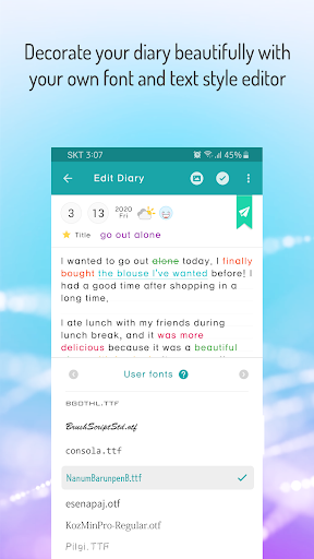 Screenshot of POPdiary - diary, journal