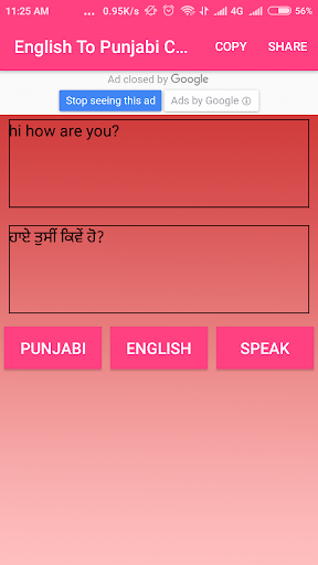 English To Punjabi Converter Screen 3