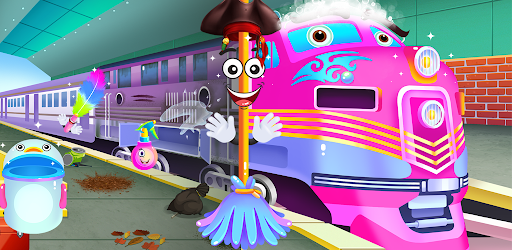 Baby Boy Modern Train Clean Up cover