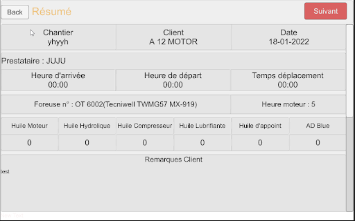 Android application Cerco - Fiche de Travail screenshort