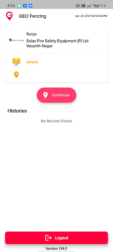 Android application GeoFencing screenshort