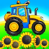 Tractor, car: kids farm games icon