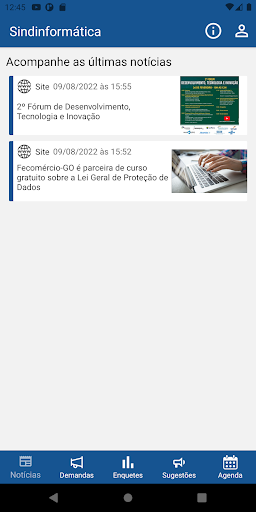 Android application Sindinformática screenshort