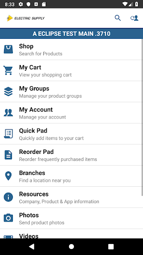 Android application Electric Supply Inc OE Touch screenshort