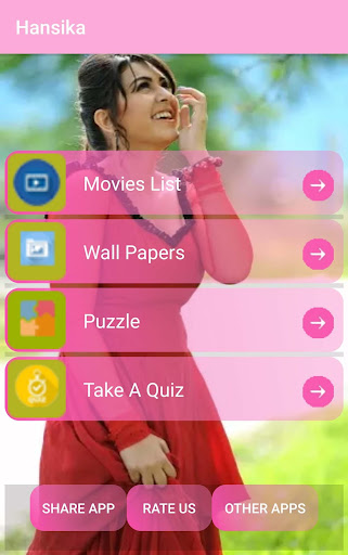 Android application Hansika Movies-Wallpapers,Quiz screenshort