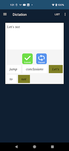 English Dictation and Speaking Screen 2
