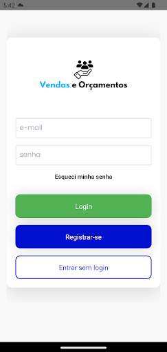 Android application Vendas e Orçamentos screenshort
