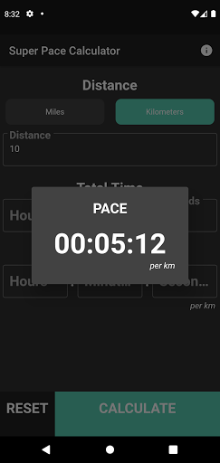 Android application Super Pace Calculator! screenshort