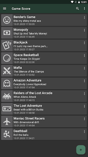 Android application Game Score screenshort