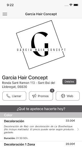 Android application Garcia Hair Concept screenshort