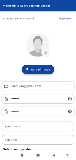 Easy Bookings -vendor Screen 2