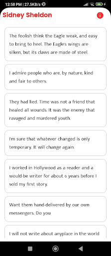 Android application Sidney Sheldon Quotes screenshort