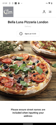 Android application Bella Luna Pizzeria London screenshort