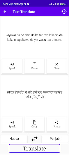 Hausa To Punjabi Translator Screen 2