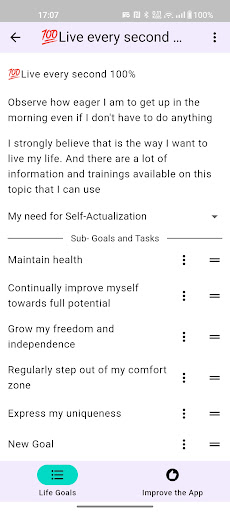 World of Goals: tasks and plan Screen 3