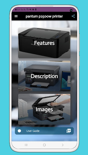 Android application pantum p2500w printer guide screenshort