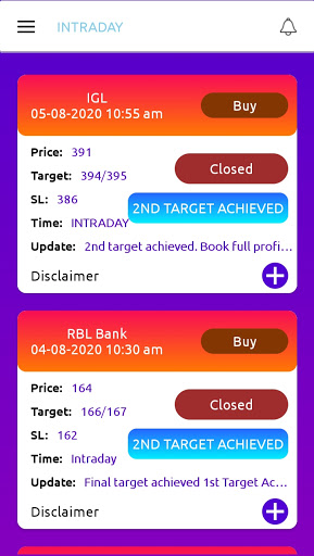 Tradepick- Stock Intraday Tips Screen 2