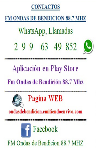 Android application FM Ondas de Bendición 88.7 MHZ screenshort