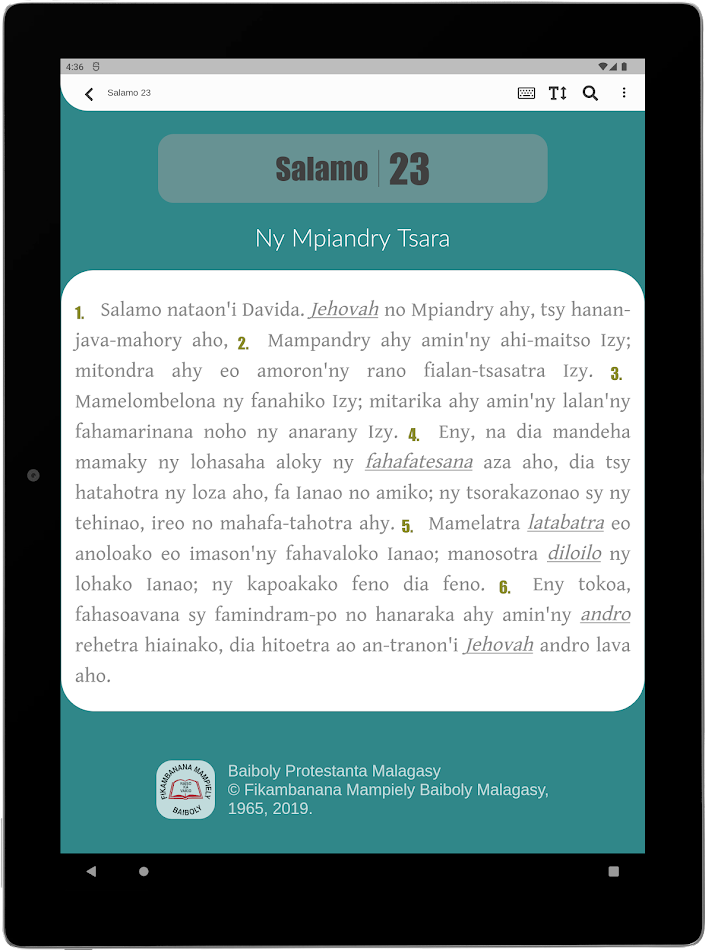 #10. Baiboly & Fihirana Protestanta (Android) 由: Zo Razafindramanitra