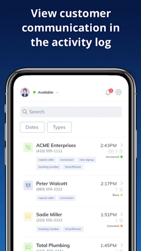 Android application CallTrackingMetrics Agent screenshort