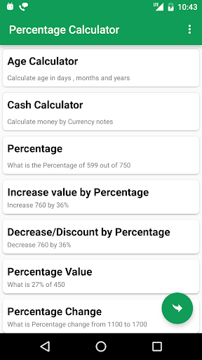 Percentage calculator with GST Screen 2
