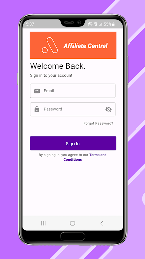Android application Affiliate Central screenshort