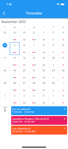 Attendance : School & College Screen 2