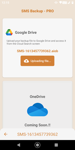 Screenshot of SMS Backup and Restore