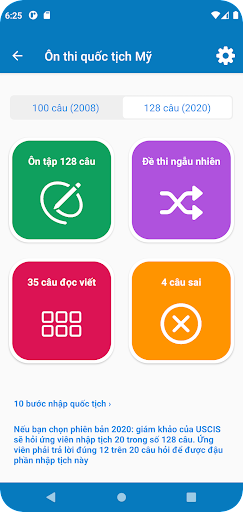 Android application Ôn Thi Quốc Tịch Mỹ screenshort