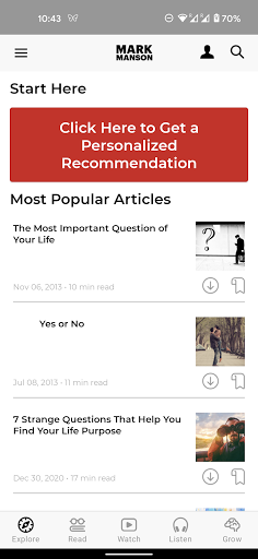 Android application The Mark Manson App screenshort