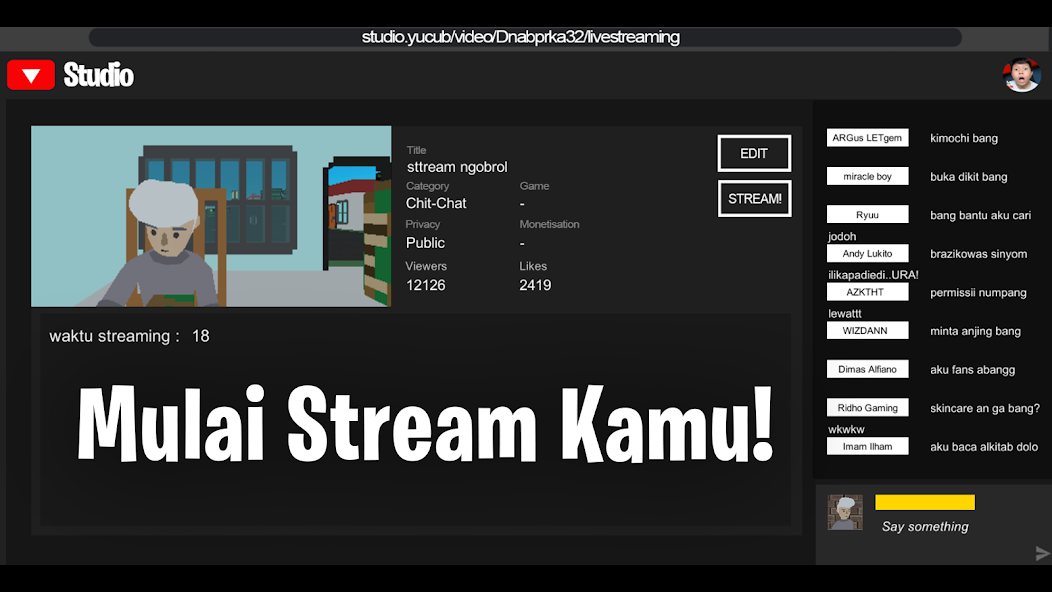 Streamer Simulator INDONESIA! 0.5 APK + Mod [Unlimited money