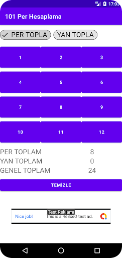 101 PER HESAPLAMA TOPLAMA Screen 2