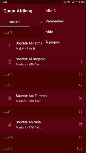 Quran Afrilang Screen 3