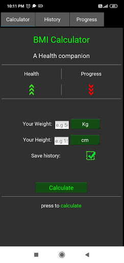 Android application BMICalc BMI Calculator Tracker screenshort