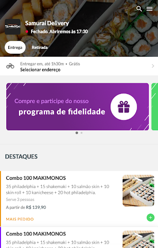 Android application SAMURAI JAPANESE FOOD screenshort