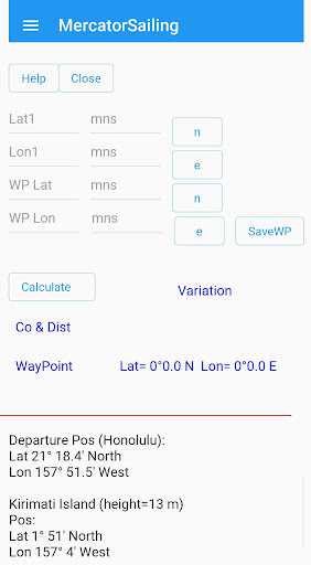 Mercator Sailing Screen 3