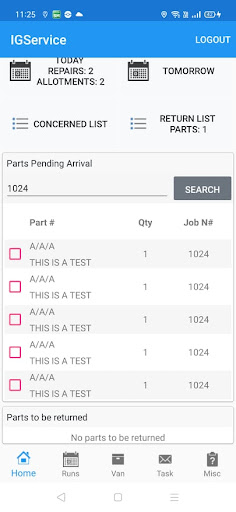 Android application IGServiceApp screenshort